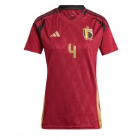Camisa de Futebol Bélgica Wout Faes #4 Equipamento Principal Mulheres Europeu 2024 Manga Curta